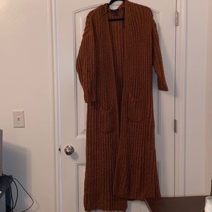 Long burnt orange Knit cardigan